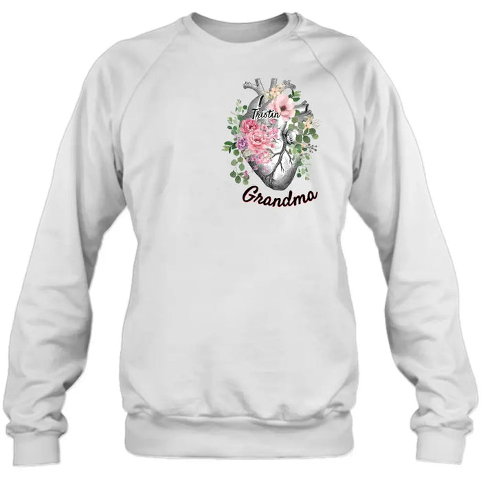 Custom Personalized Spring Floral Heart Shirt/Hoodie - Upto 10 Kids - Mother's Day Gift Idea for Mom/Grandma - Grandma