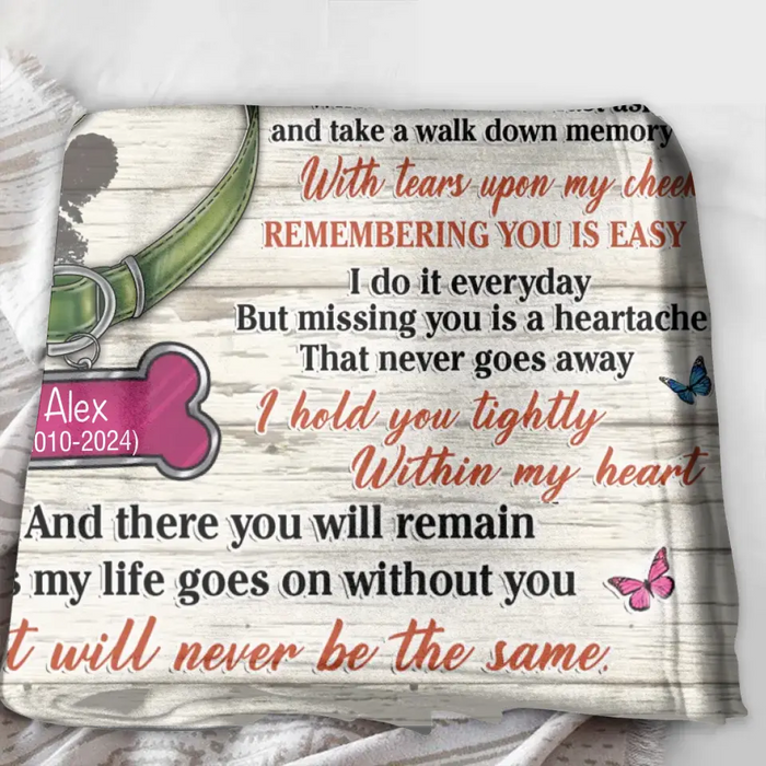 Custom Personalized Memorial Pet Pawprint Fleece Throw/ Quilt Blanket - Memorial Gift Idea For Dog/ Cat Lover - The Moment That You Left Me