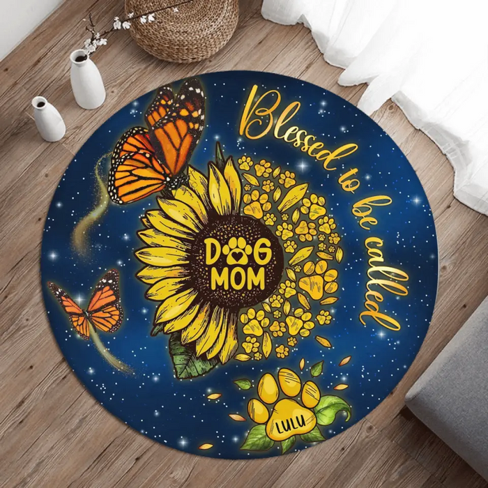 Custom Personalized Dog Mom Round Rug - Blessed To Be Called Dog Mom - Gift Idea For Dog Lover with up to 5 Dogs