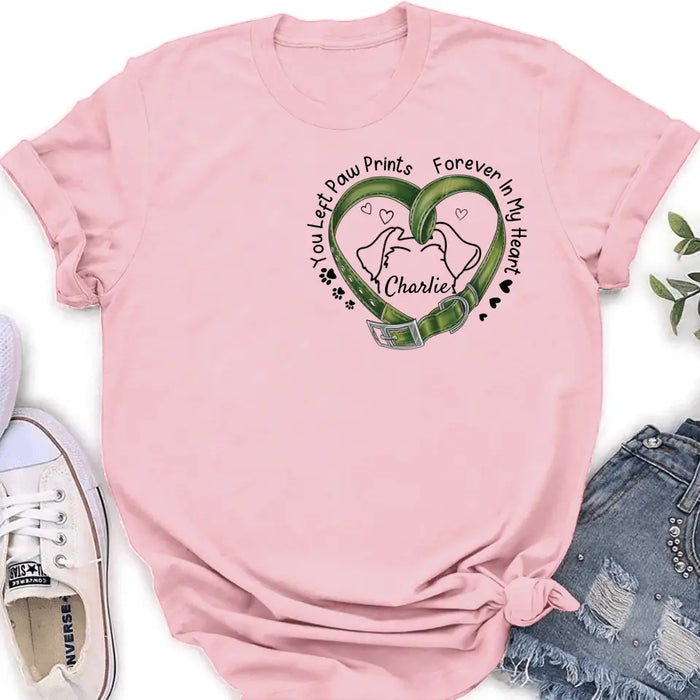 Custom Personalized Memorial Dog Collar T-shirt/ Hoodie - Gift Idea For Dog Lover/ Mother's Day/Father's Day - You Left Paw Prints Forever In My Heart