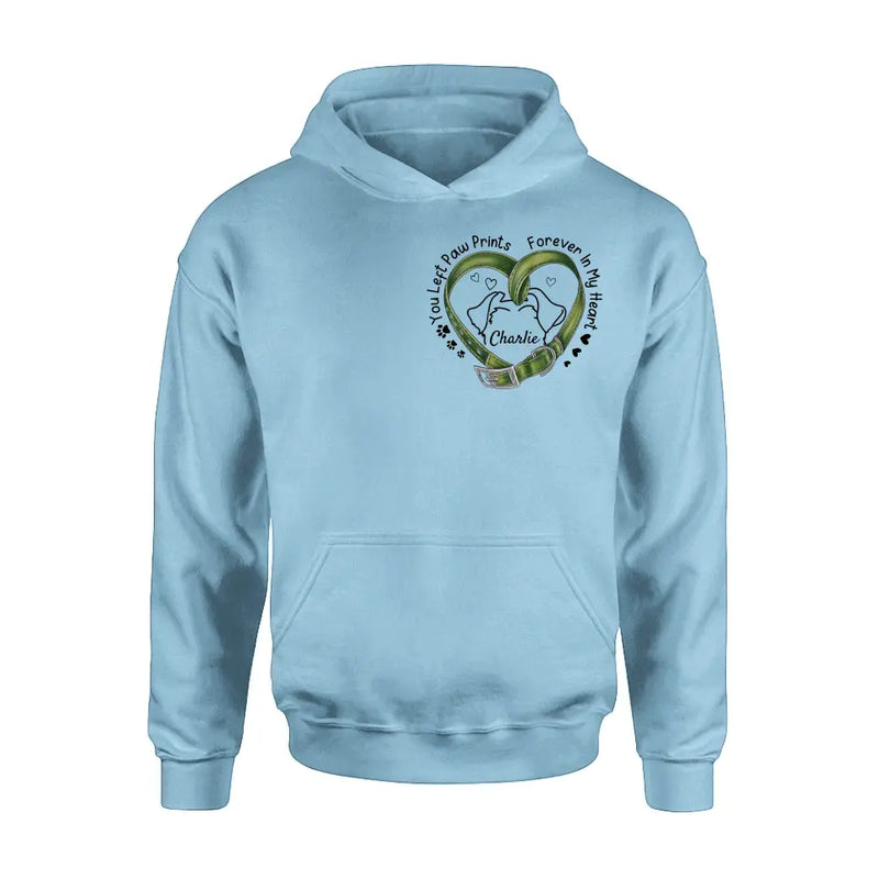 Personalized Memorial Dog Collar T-shirt/Hoodie - Gift Idea For Dog Lover/Mother's Day/Father's Day - You Left Paw Prints Forever In My Heart