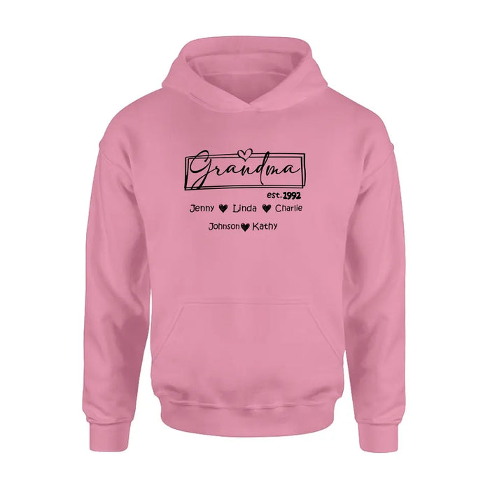 Custom Personalized Mom And Grandma Shirt - Upto 12 People - Mother's Day Gift Idea for Mom/Grandma - Grandma Est.1992