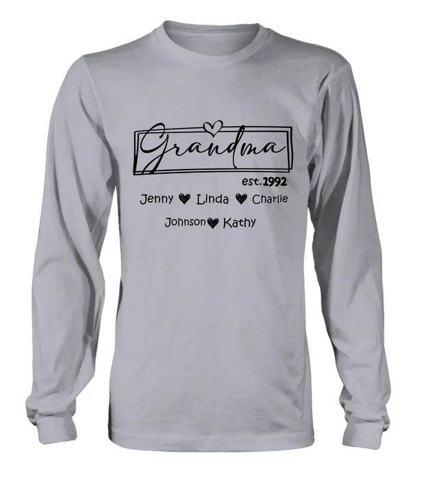 Custom Personalized Mom And Grandma Shirt - Upto 12 People - Mother's Day Gift Idea for Mom/Grandma - Grandma Est.1992