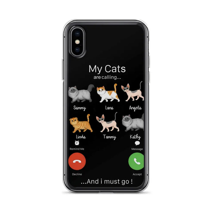 Custom Personalized Cats Phone Case - Gift Idea For Cat Lover/Mother's Day/Father's Day - My Cats Are Calling And I Must Go - Case For iPhone/Samsung