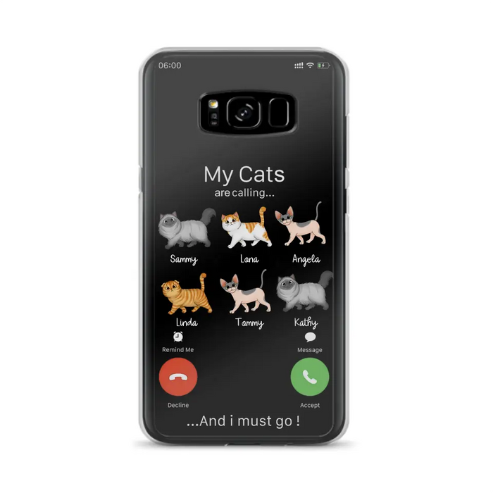 Custom Personalized Cats Phone Case - Gift Idea For Cat Lover/Mother's Day/Father's Day - My Cats Are Calling And I Must Go - Case For iPhone/Samsung