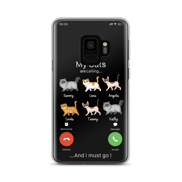 Custom Personalized Cats Phone Case - Gift Idea For Cat Lover/Mother's Day/Father's Day - My Cats Are Calling And I Must Go - Case For iPhone/Samsung