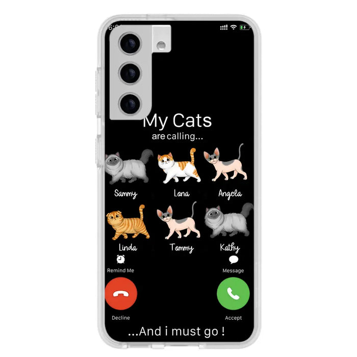 Custom Personalized Cats Phone Case - Gift Idea For Cat Lover/Mother's Day/Father's Day - My Cats Are Calling And I Must Go - Case For iPhone/Samsung