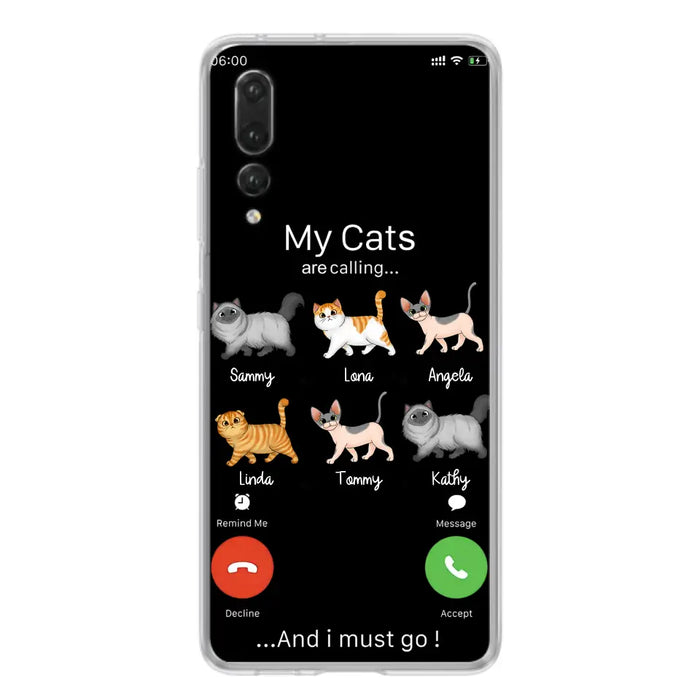 Custom Personalized Cats Phone Case - Gift Idea For Cat Lover/Mother's Day/Father's Day - Upto 6 Cats - My Cats Are Calling And I Must Go - Cases For Oppo/Xiaomi/Huawei