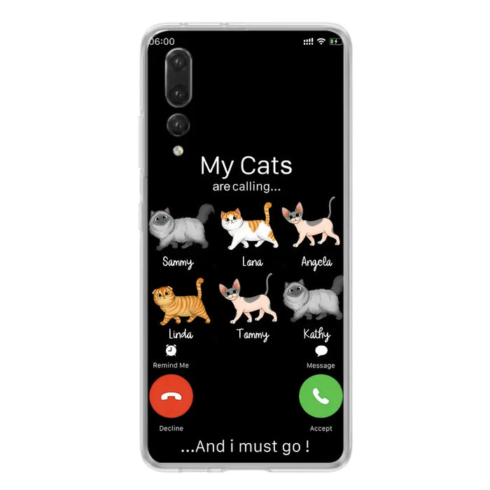 Custom Personalized Cats Phone Case - Gift Idea For Cat Lover/Mother's Day/Father's Day - Upto 6 Cats - My Cats Are Calling And I Must Go - Cases For Oppo/Xiaomi/Huawei