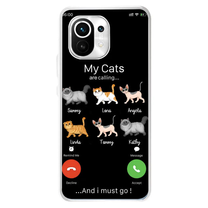 Custom Personalized Cats Phone Case - Gift Idea For Cat Lover/Mother's Day/Father's Day - Upto 6 Cats - My Cats Are Calling And I Must Go - Cases For Oppo/Xiaomi/Huawei