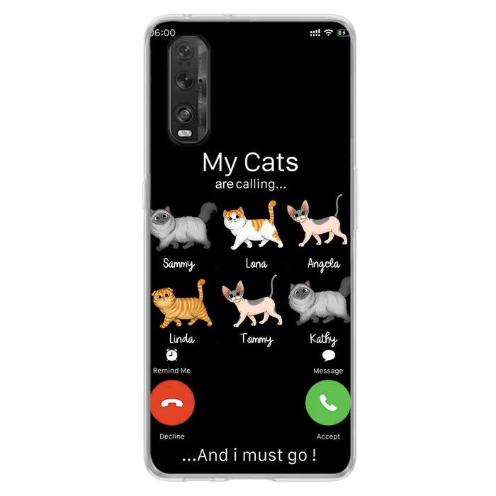 Custom Personalized Cats Phone Case - Gift Idea For Cat Lover/Mother's Day/Father's Day - Upto 6 Cats - My Cats Are Calling And I Must Go - Cases For Oppo/Xiaomi/Huawei