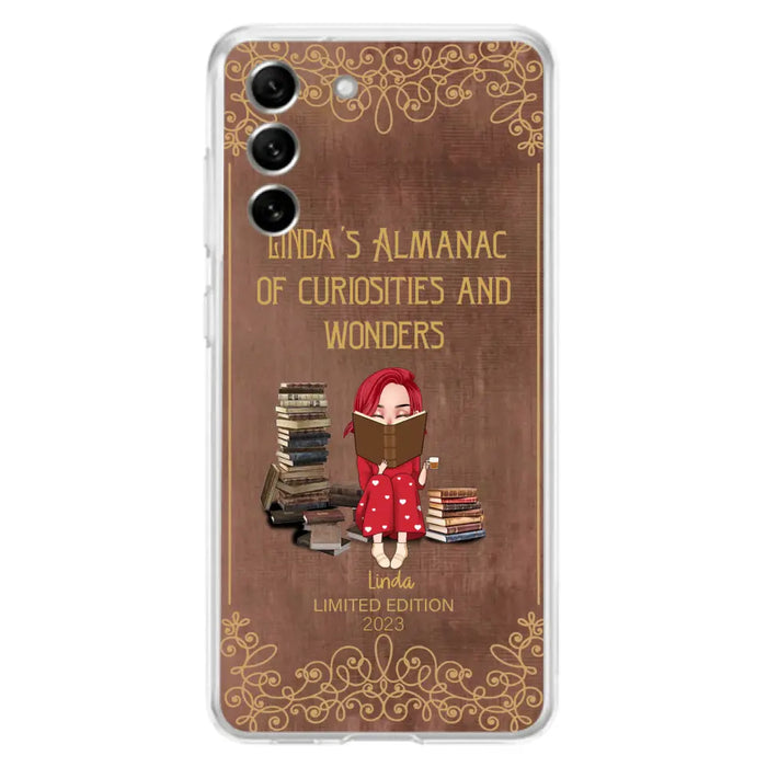 Custom Personalized Reading Girl Phone Case - Gift Idea For Reading Lovers - Almanac Of Curiosities - Cases For iPhone/Samsung