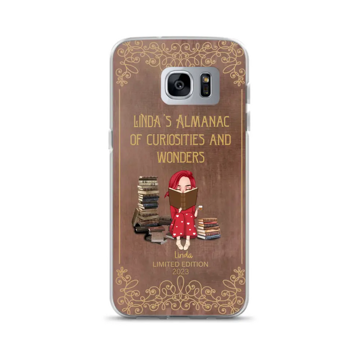 Custom Personalized Reading Girl Phone Case - Gift Idea For Reading Lovers - Almanac Of Curiosities - Cases For iPhone/Samsung