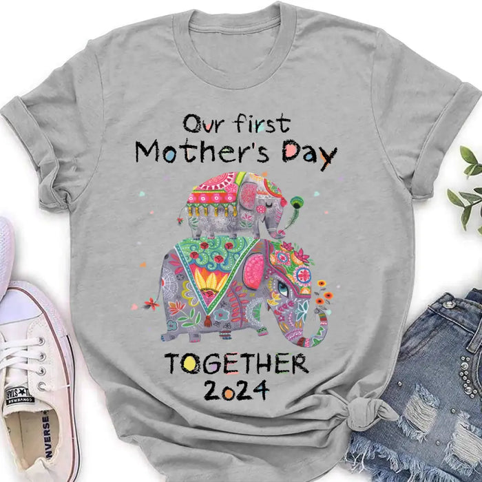 Custom Personalized First Mother's Day Together Elephant Shirt/Baby Onesie - Gift Idea For Mom/ Baby/ Mother's Day