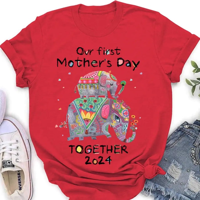 Custom Personalized First Mother's Day Together Elephant Shirt/Baby Onesie - Gift Idea For Mom/ Baby/ Mother's Day