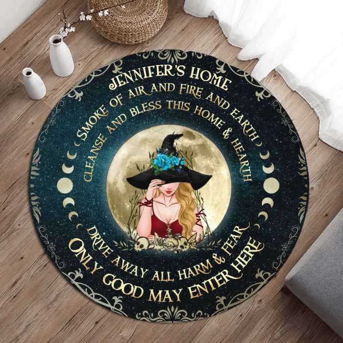 Custom Personalized Witch Round Rug - Gift Idea For Halloween/ Wicca Decor/Pagan Decor - Only Good May Enter Here