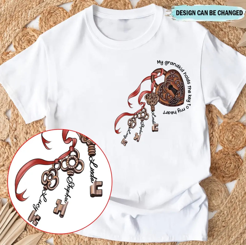 Personalized Grandma Shirt/Hoodie - Up to 10 Kids/Grandkids - Mother's Day Gift Idea For Grandma/Mom - My Grandkids Hold The Key To My Heart
