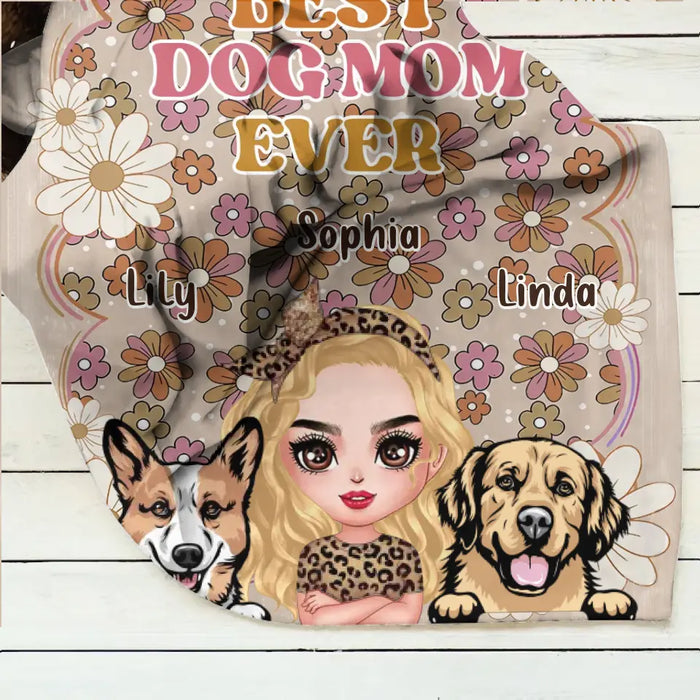 Custom Personalized Dog Mom Fleece Throw/ Quilt Blanket - Gift Idea For Dog Lovers/ Mother's Day - Upto 6 Dogs - Best Dog Mom Ever