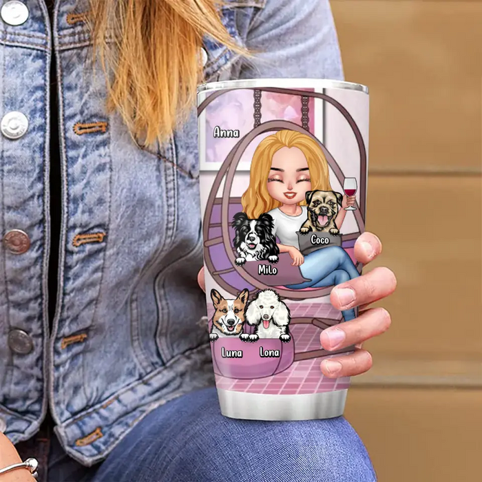 Custom Personalized Dog Mom Tumbler - Upto 4 Dogs - Gift Idea For Dog Lover/ Mother's Day - I'm Just A Dog Poop Cleaner