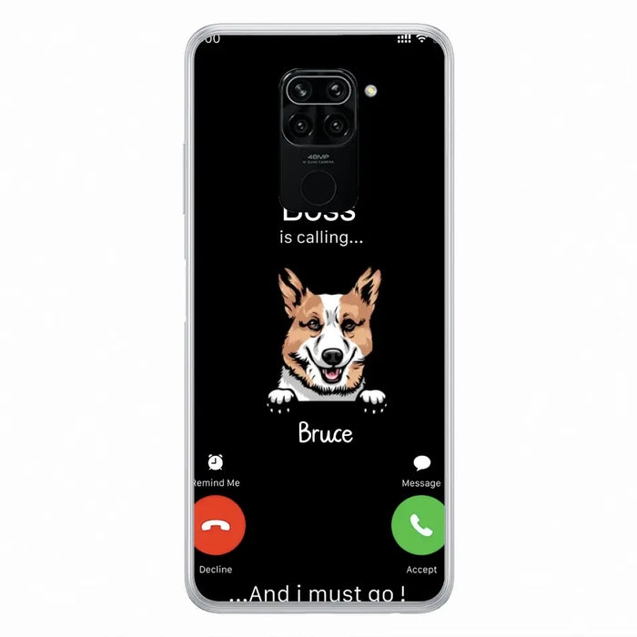 Custom Personalized Dog Phone Case - Gift Idea For Dog Lover/Mother's Day/Father's Day - Upto 5 Dogs - Boss Is Calling And I Must Go - Case For Oppo/Xiaomi/Huawei