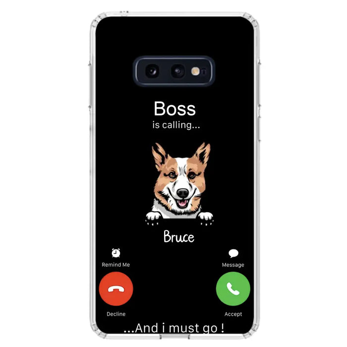 Custom Personalized Dog Phone Case - Gift Idea For Dog Lover/Mother's Day/Father's Day - Upto 5 Dogs - Boss Is Calling And I Must Go - Case For iPhone/Samsung