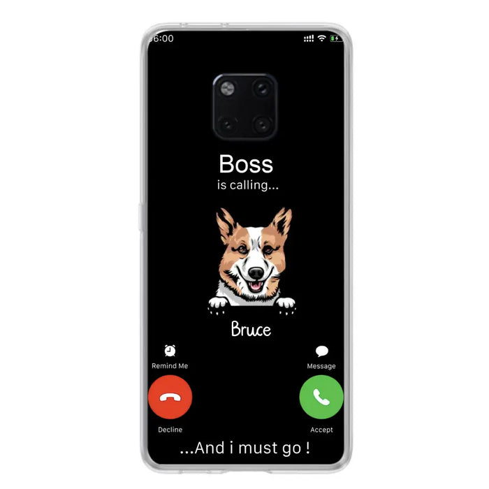 Custom Personalized Dog Phone Case - Gift Idea For Dog Lover/Mother's Day/Father's Day - Upto 5 Dogs - Boss Is Calling And I Must Go - Case For Oppo/Xiaomi/Huawei