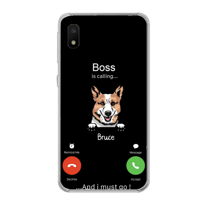 Custom Personalized Dog Phone Case - Gift Idea For Dog Lover/Mother's Day/Father's Day - Upto 5 Dogs - Boss Is Calling And I Must Go - Case For iPhone/Samsung