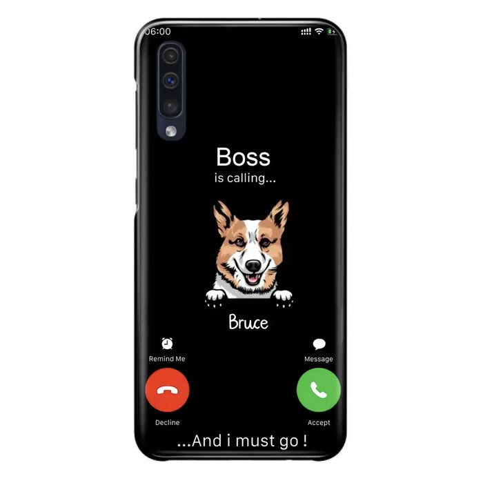 Custom Personalized Dog Phone Case - Gift Idea For Dog Lover/Mother's Day/Father's Day - Upto 5 Dogs - Boss Is Calling And I Must Go - Case For iPhone/Samsung