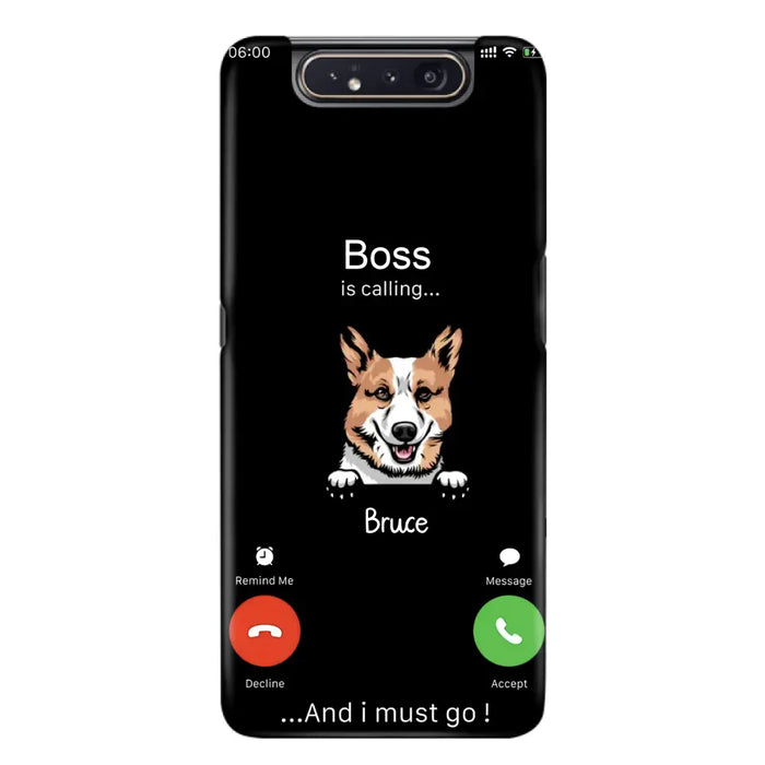 Custom Personalized Dog Phone Case - Gift Idea For Dog Lover/Mother's Day/Father's Day - Upto 5 Dogs - Boss Is Calling And I Must Go - Case For iPhone/Samsung