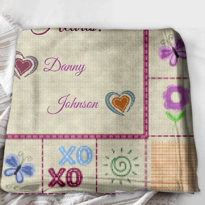 Custom Personalized Grandma Mom Fleece Throw/Quilt Blanket - Upto 12 Kids - Mother's Day Gift Idea For Grandma/ Mom - We Love You With All Our Hearts