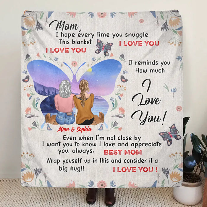 Custom Personalized Mother And Daughter Fleece Throw/Quilt Blanket - Mother's Day Gift Idea For Mom - I Love You