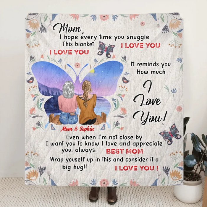 Custom Personalized Mother And Daughter Fleece Throw/Quilt Blanket - Mother's Day Gift Idea For Mom - I Love You