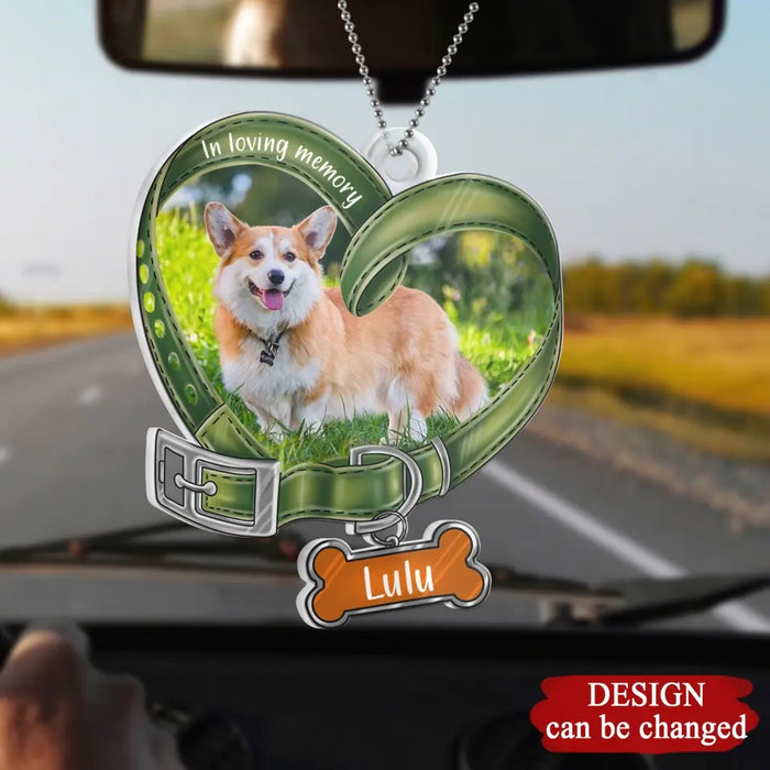 Custom Personalized Memorial Heart Shaped Dog Collar Acrylic Ornament - Upload Photo - Memorial Gift For Dog Lover - Forever In My Heart