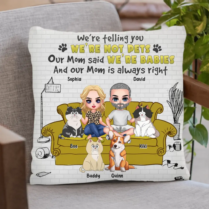 Custom Personalized Pet Mom/Dad Pillow Cover - Upto 5 Dogs/Cats - Mother's Day/Father's Day Gift Idea for Dog/Cat Lovers - I'm Telling You I'm Not A Dog/Cat