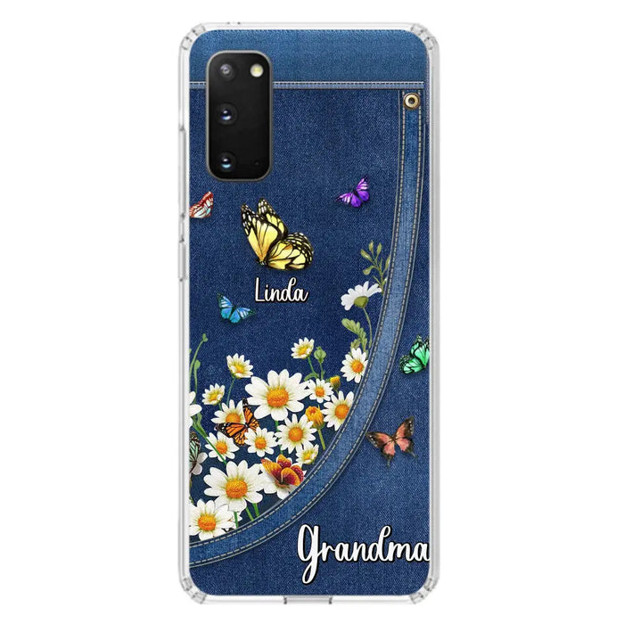 Custom Personalized Daisy And Butterfly Grandma Phone Case - Gift Idea For Grandma - Upto 10 Kids - Case For iPhone/Samsung