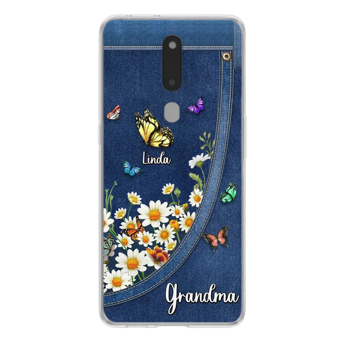 Custom Personalized Daisy And Butterfly Grandma Phone Case - Gift Idea For Grandma - Upto 10 Kids - Case For Oppo/Xiaomi/Huawei