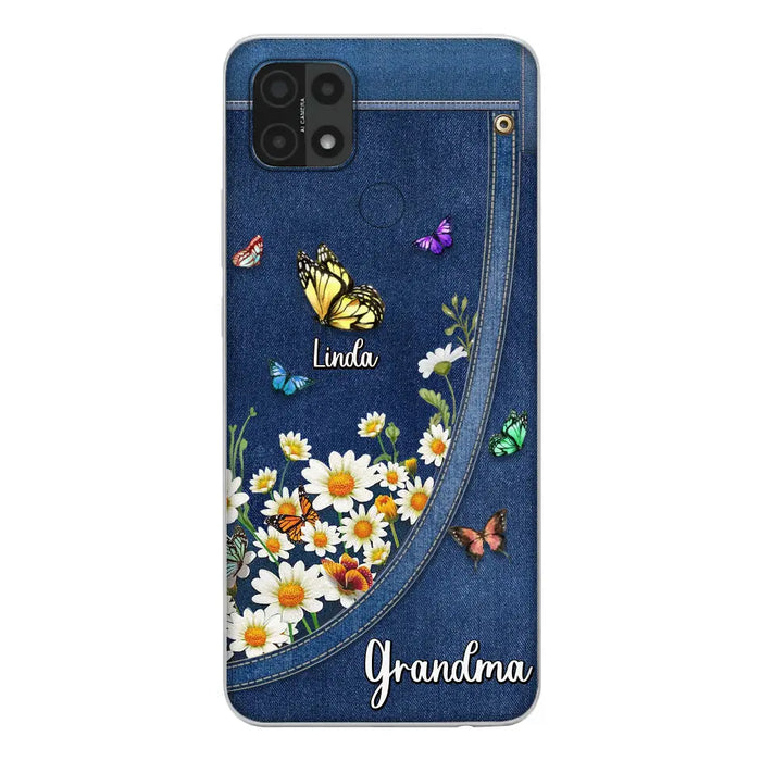 Custom Personalized Daisy And Butterfly Grandma Phone Case - Gift Idea For Grandma - Upto 10 Kids - Case For Oppo/Xiaomi/Huawei