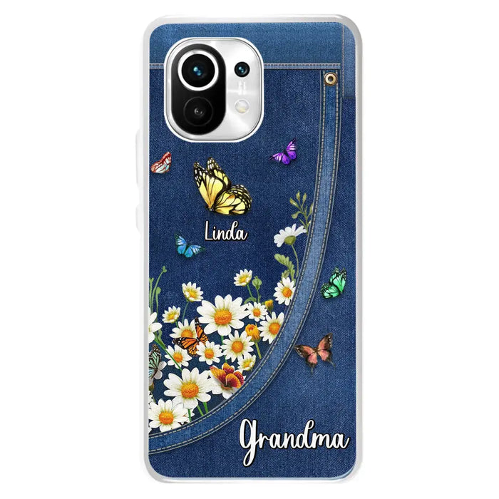 Custom Personalized Daisy And Butterfly Grandma Phone Case - Gift Idea For Grandma - Upto 10 Kids - Case For Oppo/Xiaomi/Huawei