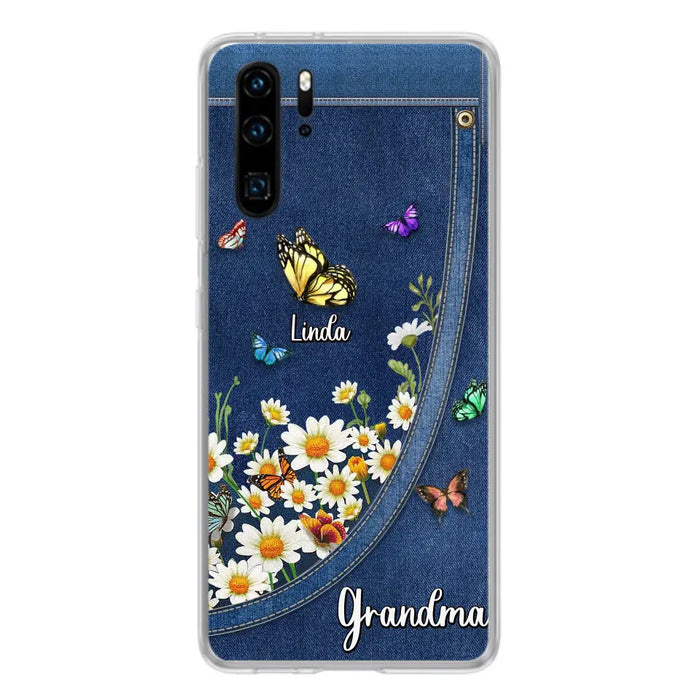 Custom Personalized Daisy And Butterfly Grandma Phone Case - Gift Idea For Grandma - Upto 10 Kids - Case For Oppo/Xiaomi/Huawei