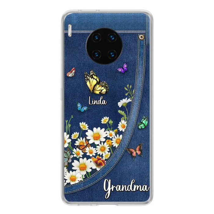 Custom Personalized Daisy And Butterfly Grandma Phone Case - Gift Idea For Grandma - Upto 10 Kids - Case For Oppo/Xiaomi/Huawei