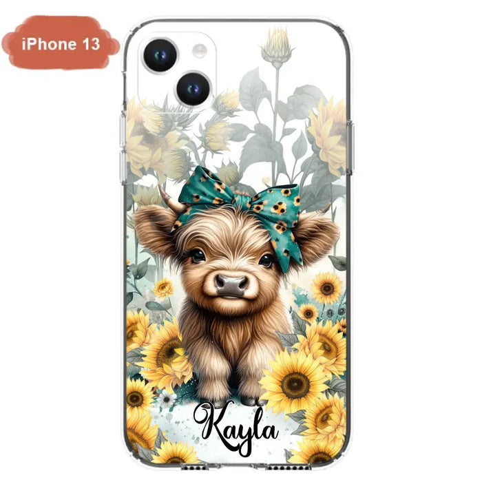 Teal Highland Cow Phone Case - Gift Idea For Grandma/Birthday -  Case For iPhone/Samsung