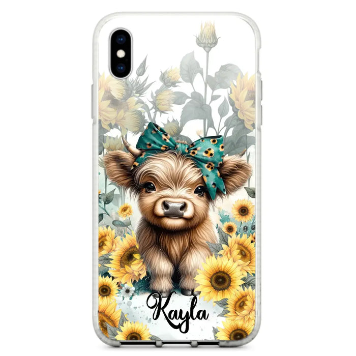 Teal Highland Cow Phone Case - Gift Idea For Grandma/Birthday -  Case For iPhone/Samsung