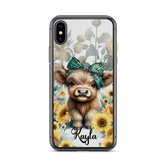 Teal Highland Cow Phone Case - Gift Idea For Grandma/Birthday -  Case For iPhone/Samsung