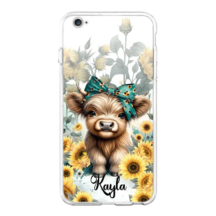 Teal Highland Cow Phone Case - Gift Idea For Grandma/Birthday -  Case For iPhone/Samsung