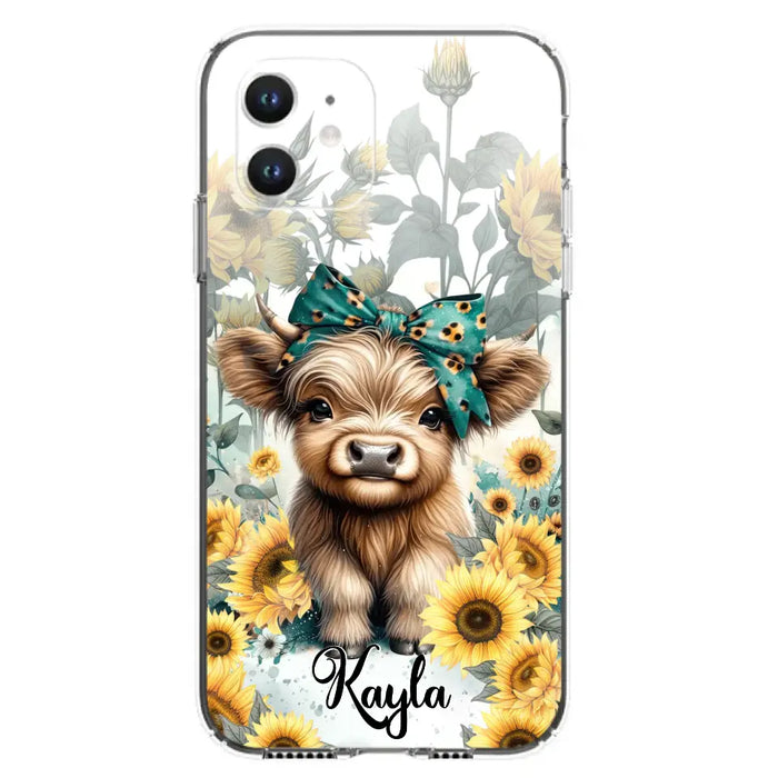 Teal Highland Cow Phone Case - Gift Idea For Grandma/Birthday -  Case For iPhone/Samsung