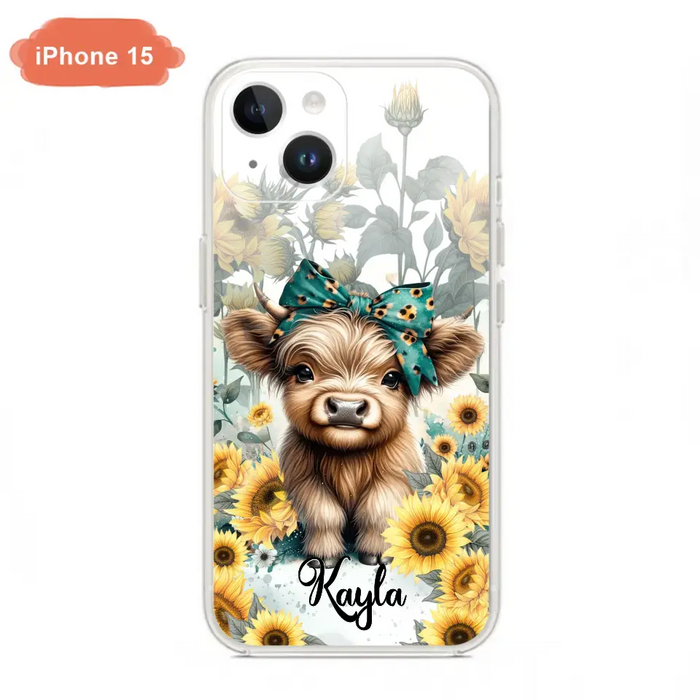 Teal Highland Cow Phone Case - Gift Idea For Grandma/Birthday -  Case For iPhone/Samsung