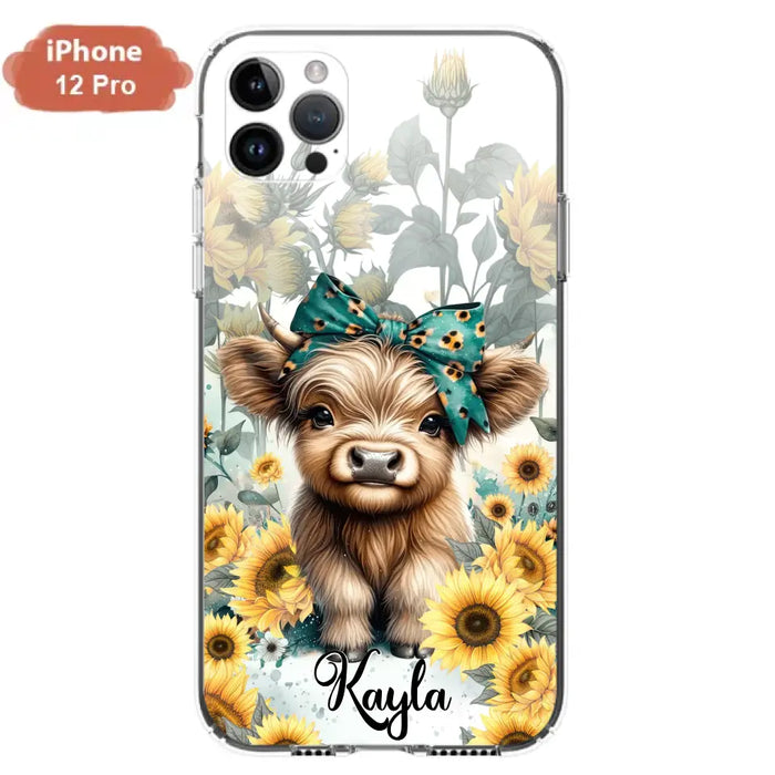 Teal Highland Cow Phone Case - Gift Idea For Grandma/Birthday -  Case For iPhone/Samsung