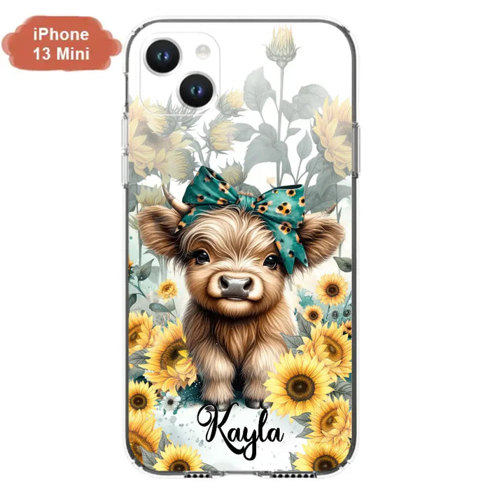 Teal Highland Cow Phone Case - Gift Idea For Grandma/Birthday -  Case For iPhone/Samsung