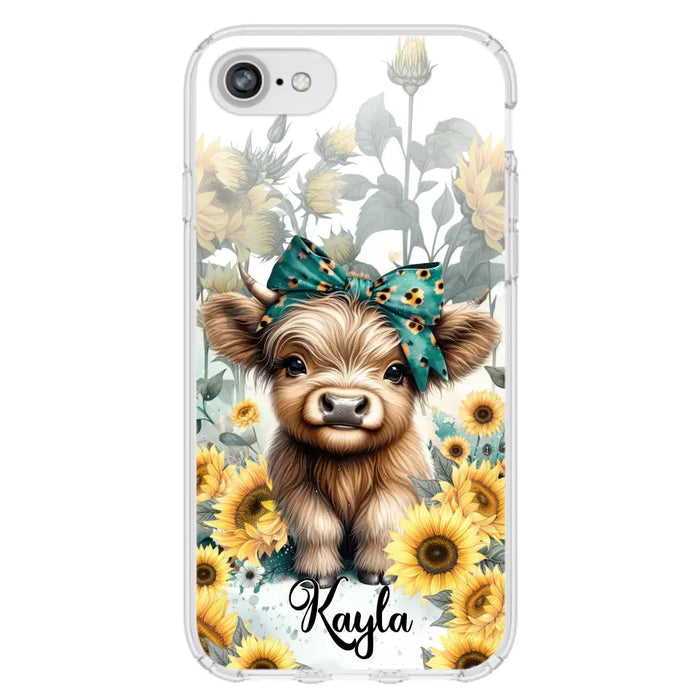 Teal Highland Cow Phone Case - Gift Idea For Grandma/Birthday -  Case For iPhone/Samsung