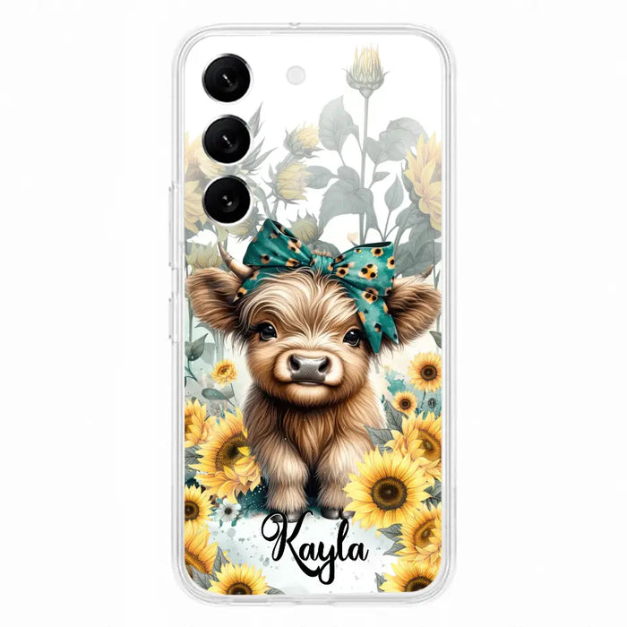 Teal Highland Cow Phone Case - Gift Idea For Grandma/Birthday -  Case For iPhone/Samsung